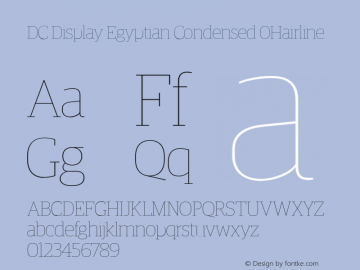 DC Display Egyptian Condensed 0Hairline 001.000 Font Sample
