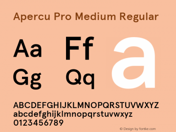 Apercu Pro Medium Regular Version 1.001 Font Sample
