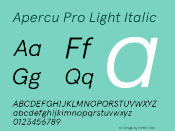 Apercu Pro Light Italic Version 1.001图片样张