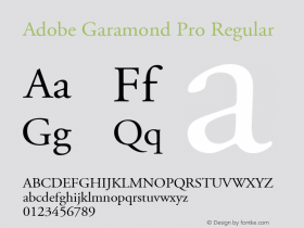 Adobe Garamond Pro Regular Version 2.074;PS 2.000;hotconv 1.0.57;makeotf.lib2.0.21895图片样张