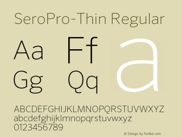 SeroPro-Thin Regular Version 7.504; 2011; Build 1023 Font Sample