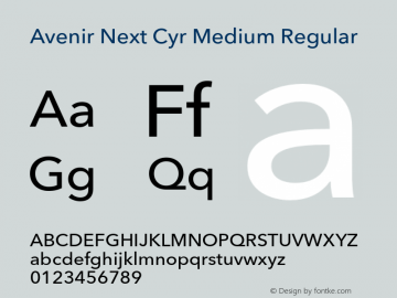Avenir Next Cyr Medium Regular Version 1.00 Font Sample