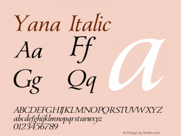 Yana Italic Version 1.000图片样张