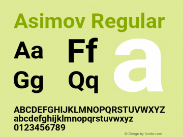Asimov Regular Version 2.000980; 2014 Font Sample