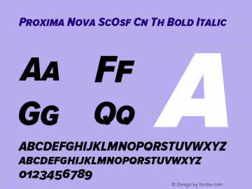 Proxima Nova ScOsf Cn Th Bold Italic Version 2.001 Font Sample