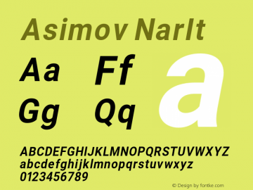 Asimov NarIt Version 2.000980; 2014 Font Sample