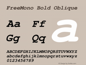FreeMono Bold Oblique Version 0412.2261 Font Sample