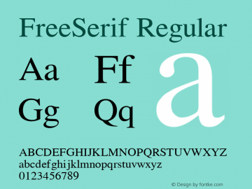 FreeSerif Regular Version 0412.2263 Font Sample