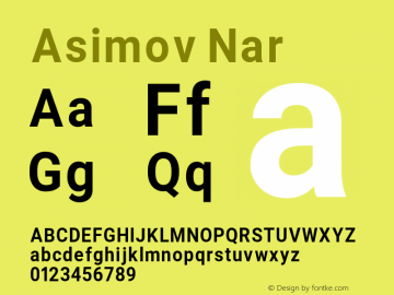 Asimov Nar Version 2.000980; 2014 Font Sample