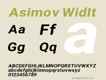 Asimov WidIt Version 2.000980; 2014 Font Sample