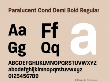 Paralucent Cond Demi Bold Regular Version 2.000 Font Sample