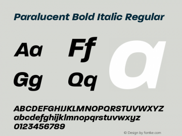 Paralucent Bold Italic Regular Version 2.000 Font Sample