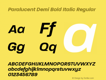 Paralucent Demi Bold Italic Regular Version 2.000 Font Sample