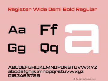 Register Wide Demi Bold Regular Version 2.000 Font Sample