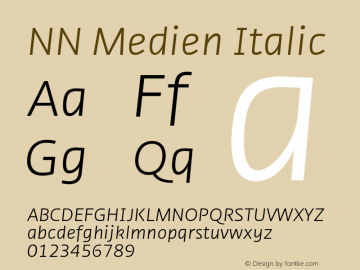 NN Medien Italic Version 1.00 Font Sample