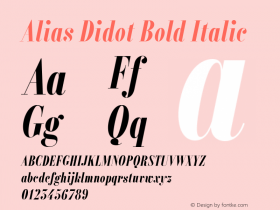 Alias Didot Bold Italic Version 1.00 2012 Font Sample