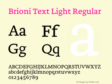 Brioni Text Light Regular Version 1.000 2012 initial release图片样张