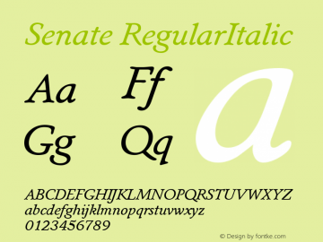 Senate RegularItalic 1.0 Sat Nov 04 09:21:53 1995 Font Sample