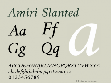 Amiri Slanted Version 000.102 Font Sample