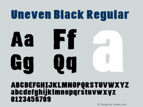 Uneven Black Regular Version 1.000 2012 initial release Font Sample