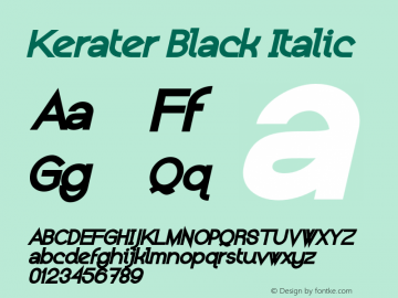 Kerater Black Italic Version 1.000 2011 initial release Font Sample