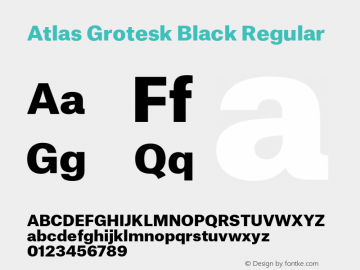 Atlas Grotesk Black Regular Version 1.001;PS 1.001;hotconv 1.0.57;makeotf.lib2.0.21895 Font Sample