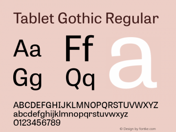 Tablet Gothic Regular Version 001.001 Font Sample