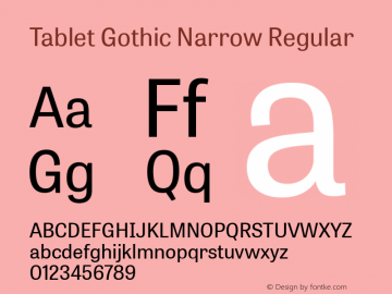 Tablet Gothic Narrow Regular 1.000 Font Sample