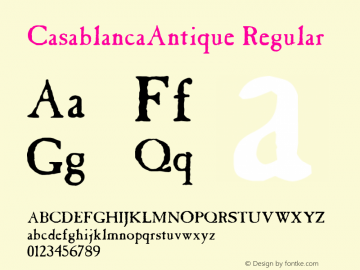 CasablancaAntique Regular Unknown Font Sample