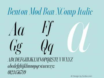 Benton Mod Ban XComp Italic Version 001.001 Font Sample