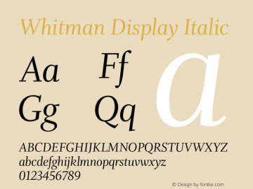 Whitman Display Italic Version 001.001 Font Sample
