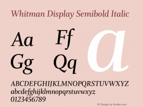 Whitman Display Semibold Italic Version 001.001 Font Sample