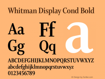Whitman Display Cond Bold Version 001.001 Font Sample