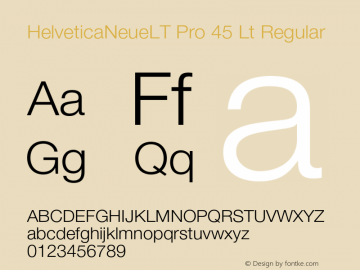 HelveticaNeueLT Pro 45 Lt Regular Version 1.000;PS 001.000;Core 1.0.38 Font Sample