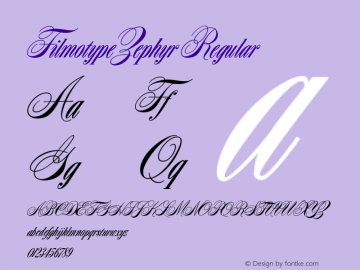 Filmotype Zephyr Regular Version 1.000 Font Sample