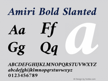 Amiri Bold Slanted Version 000.104 Font Sample