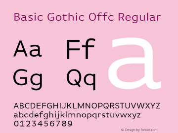 Basic Gothic Offc Regular Version 7.504; 2010; Build 1001 Font Sample