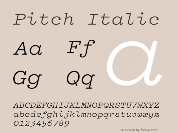 Pitch Italic Version 1.001;KLIM;hotconv 1.0.57;makeotf.lib2.0.21895 Font Sample