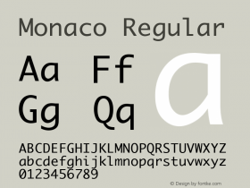 Monaco Regular 1.0 Font Sample