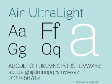 Air UltraLight Version 1.00 Font Sample