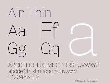 Air Thin Version 1.00 Font Sample