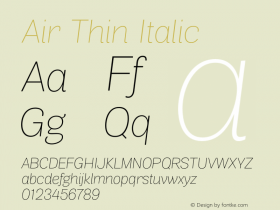 Air Thin Italic Version 1.00图片样张