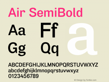 Air SemiBold Version 1.00 Font Sample