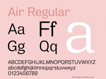 Air Regular Version 1.00 Font Sample