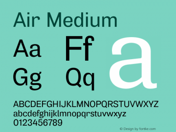 Air Medium Version 1.00 Font Sample