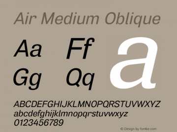 Air Medium Oblique Version 1.00 Font Sample
