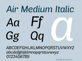 Air Medium Italic Version 1.00图片样张