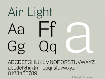 Air Light Version 1.00 Font Sample