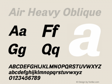 Air Heavy Oblique Version 1.00 Font Sample