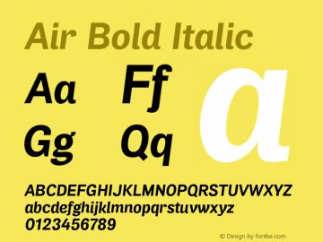 Air Bold Italic Version 1.00 Font Sample